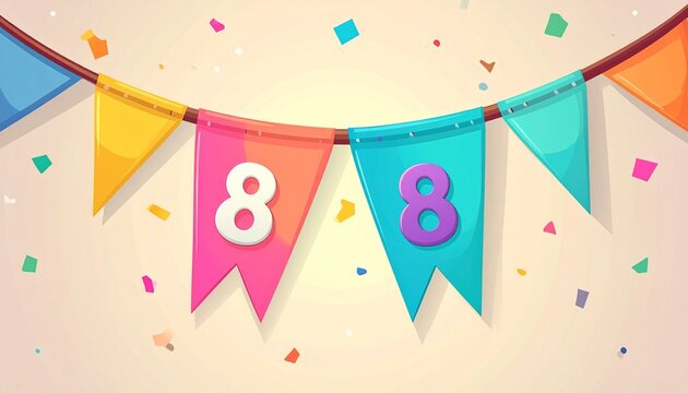 Festive Flag Garland with Number 88 for Birthday and Anniversary Party