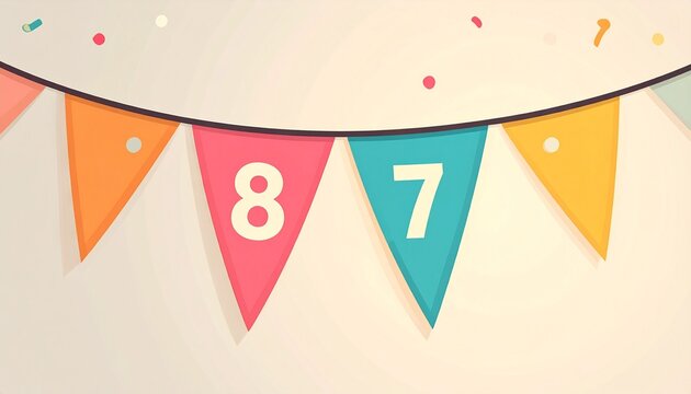 Festive Flag Garland with Number 87 for Birthday and Anniversary Party