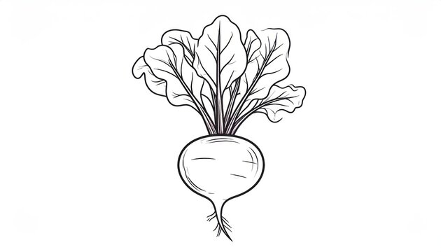 Minimalist hand drawn radish sketch isolated on white background