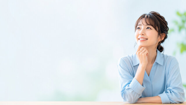 Positive thinking woman with large copy space