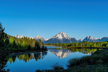 Grand Teton NP. Landscape in the spring, with snow on the mountains, in Grand Teton National Park, in the United States of America. © henk bogaard