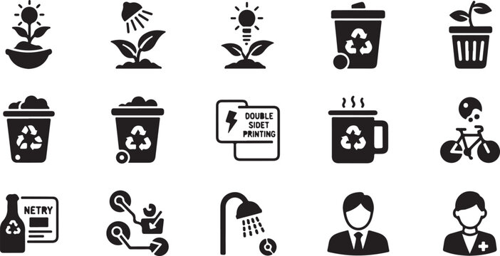 Black and white of printing methods and office supplies with people and plants