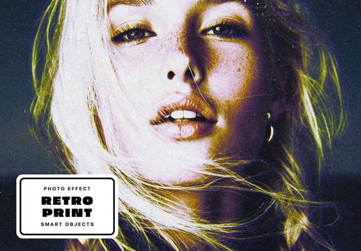 Retro Print Photo Effect For Social Media And Poster Design