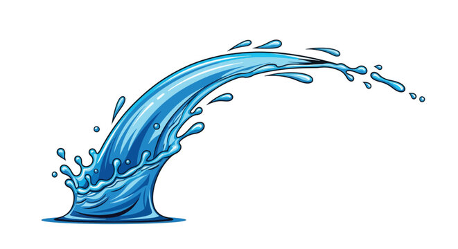 Dynamic blue water splash vector illustration isolated on white background.