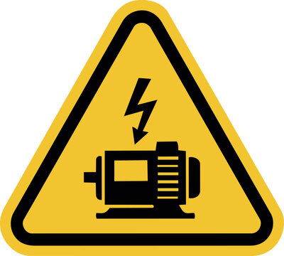 Electrical generator warning sign vector icon &ndash; high voltage equipment hazard symbol