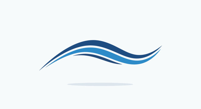 Abstract blue wave graphic design element on white background 1.