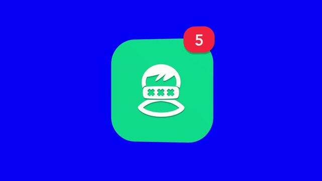 3D green human head profile avatar with multiple cross marks over mouth indicating muted speech notification icon popping up on blue screen.