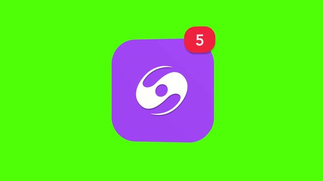 3D purple twisting cosmic spiral galaxy structure representing astronomical space universe system notification icon popping up on green screen.