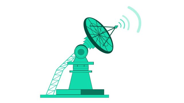 Animation of a satellite dish emitting signals