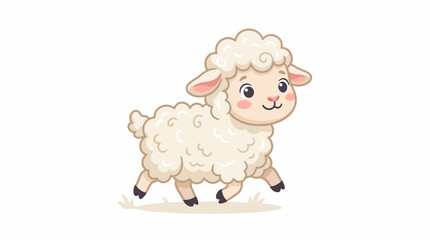 Obraz premium Cute cartoon sheep running happily in a field.