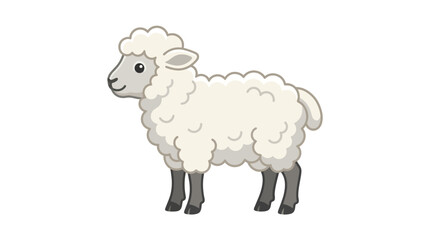 Obraz premium Cute cartoon sheep standing on a white background.