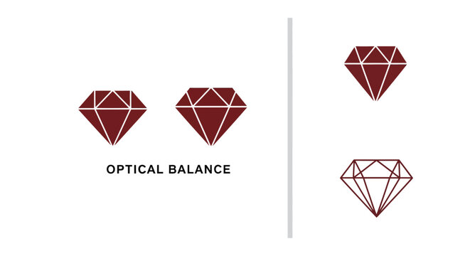 Geometric diamond shapes illustrating optical balance concept.