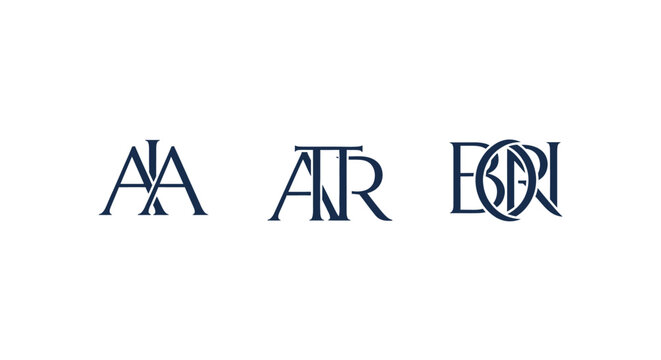Elegant Monogram Logos in Classic Serif Font Style.