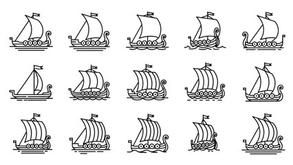Detailed 2D AutoCAD Vector illustrations of various sailing ships © Stock Image Paradise
