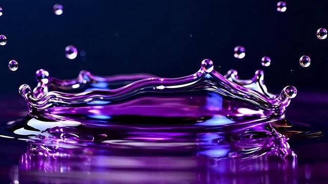 Purple liquid splash in motion