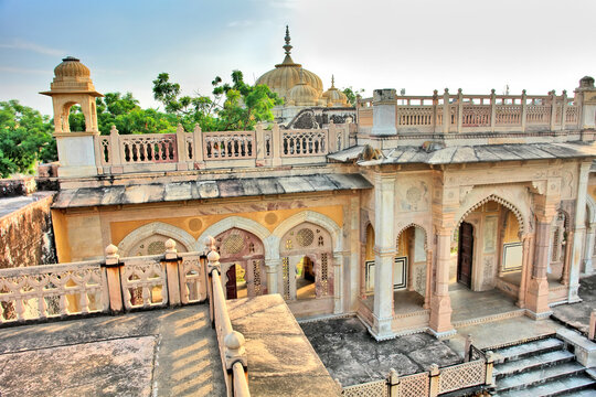Royal cremation ground and cenotaph complex in Jaipur, Rajasthan,  at the foothills of Nahargarh Fort  final resting place for the male rulers of the Kachwaha Rajput 