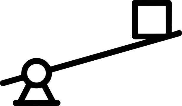 Unbalanced seesaw with cube on one side, symbolizing inequality and disparity.