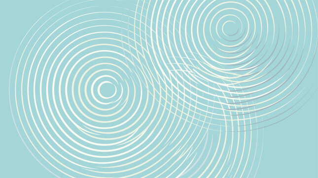 Abstract light blue vector background featuring minimalist white concentric circles overlapping to create a peaceful water ripple wave or soundwave pattern