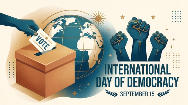 Stylized Graphic Illustration for International Day of Democracy Celebration on September 15th