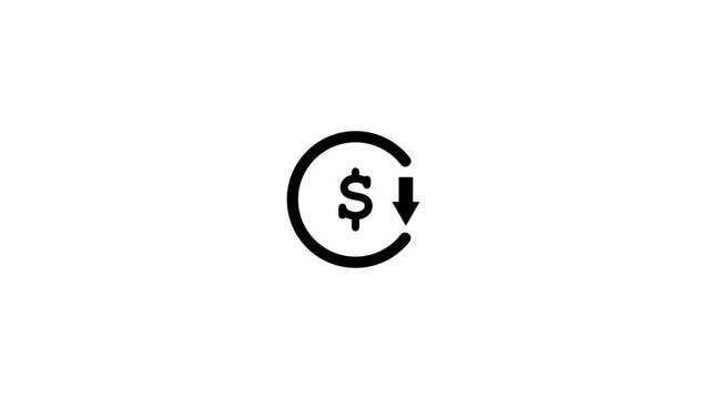 Dollar bag icon modern neon effect stock video vibrant colors.Dollar sign on black Background.Concept financial realistic icon.
