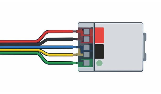 Electrical Wire Connection to Power Supply Unit Flat Vector Illustration