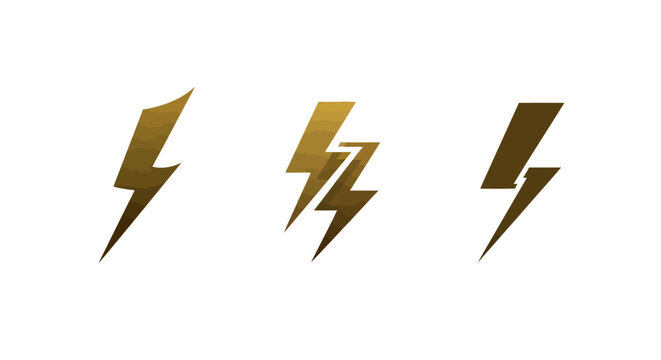 Three golden lightning bolt icons in a row.