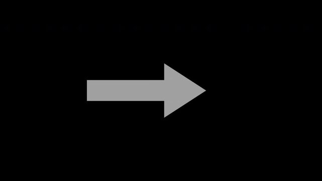 Gray arrow pointer bouncing to the right, transparent background seamless loop animation