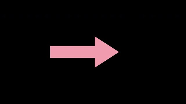 Pink arrow pointer bouncing to the right, transparent background seamless loop animation