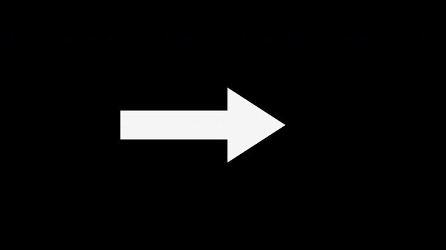 White arrow pointer bouncing to the right, transparent background seamless loop animation