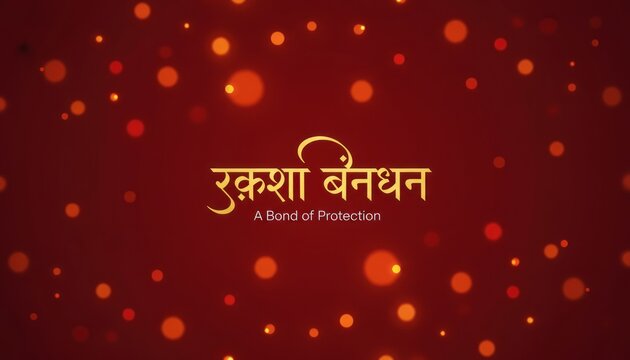 Festive red and gold Hindu protection banner, Devanagari calligraphy typography illustration for religious celebration