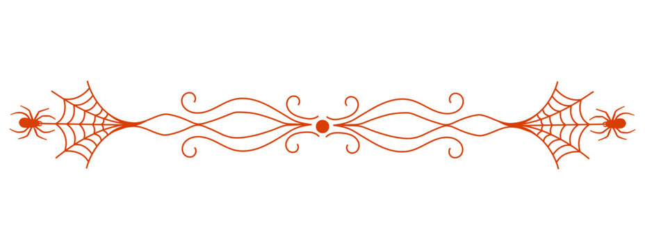 Orange halloween decorative divider with spider webs and spiders