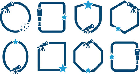 Telescope and Star Geometric Border Frame Vector Set for Astronomy Education, Science Research & Creative Logo Design (EPS) © Muhammad