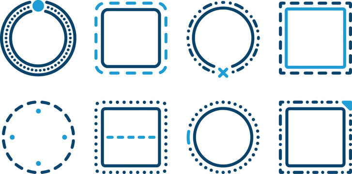 Minimalist Geometric Dashed Border Frame Vector Set for Graphic Design, User Interface Elements & Digital Marketing Layouts (EPS)