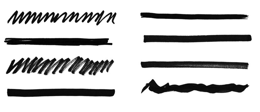 Minimal Black Redaction Marker Stroke Set on Transparent Background, Censor Ink Brushes, Graphic Resource Collection