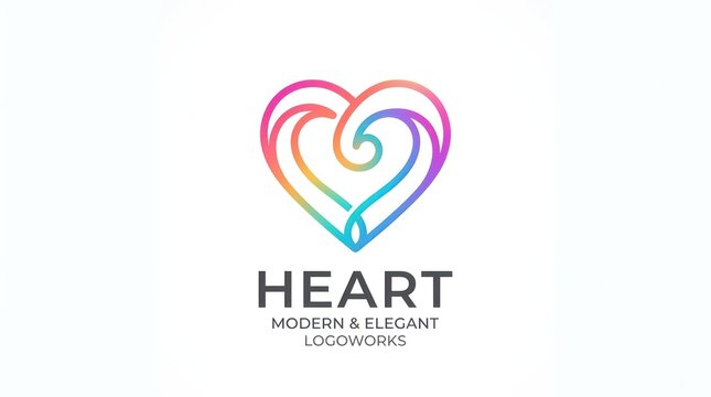 Modern gradient heart logo with elegant colorful stroke design for creative businesses.