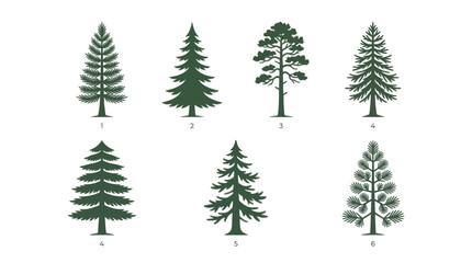 Collection of coniferous tree silhouettes © Aester