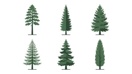Obraz premium Assortment of evergreen tree illustrations