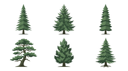 Obraz premium Assortment of evergreen trees vector icons