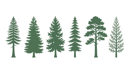Obraz premium Collection of evergreen tree silhouettes
