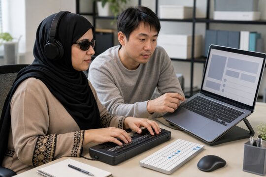 Digital Accessibility Audit middle aged woman testing screen reader