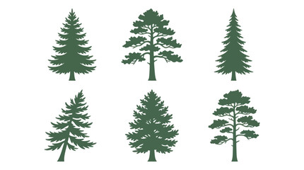Obraz premium Collection of evergreen tree silhouettes