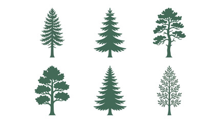 Obraz premium Collection of evergreen tree silhouettes