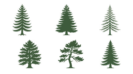 Obraz premium Collection of evergreen tree silhouettes