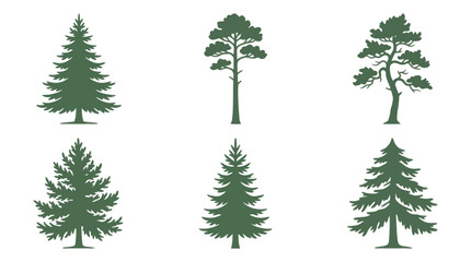 Fototapeta premium Collection of evergreen tree silhouettes