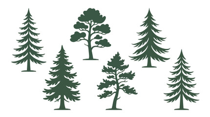 Obraz premium Collection of evergreen tree silhouettes