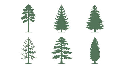 Fototapeta premium Collection of evergreen tree silhouettes