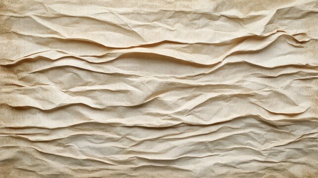 Crumpled lined paper texture with folds and creases, creating a distressed and textured background. Ideal for notes, writing, or design projects.