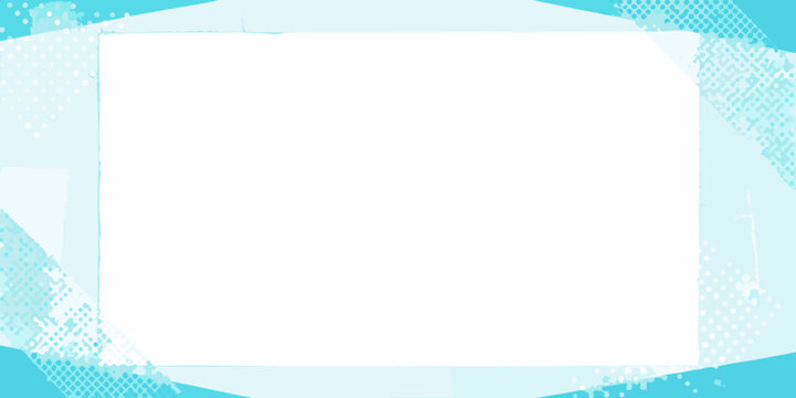 Geometric frame with light blue and turquoise accents white background