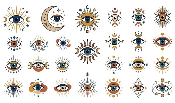 Contemporary Evil Eye Boho Vector Illustration Pack