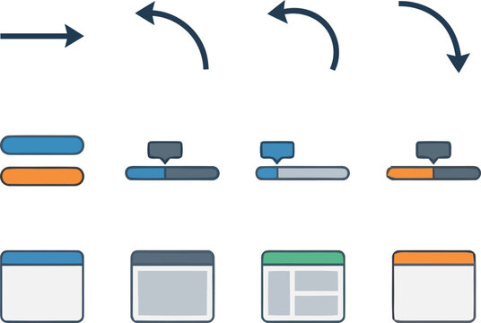 Set of UI interface arrows status bars and window browser frames for web design illustration vector